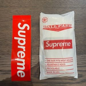 Supreme ballpark logo print poncho + sticker